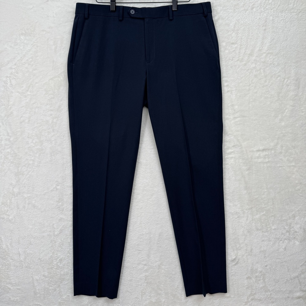 Calvin Klein Dress Pants Mens 36W x 30L Navy‎ Blue Straight Leg Stretch Trousers
